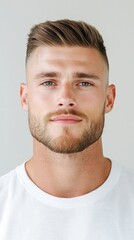 Fototapeta premium A man with a shaved head and a beard