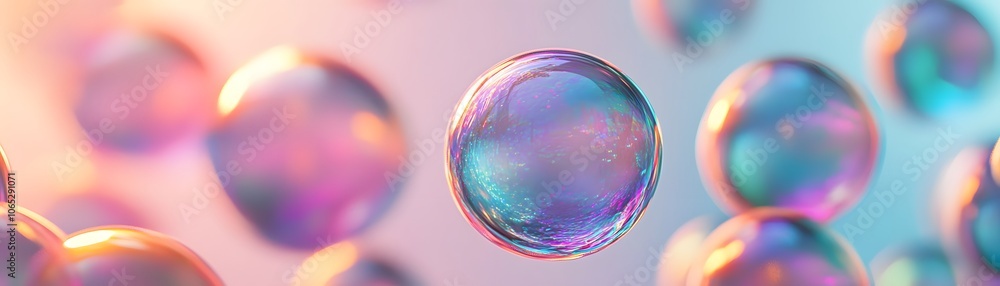 Aufkleber a close-up of an iridescent sphere with a colorful abstract background