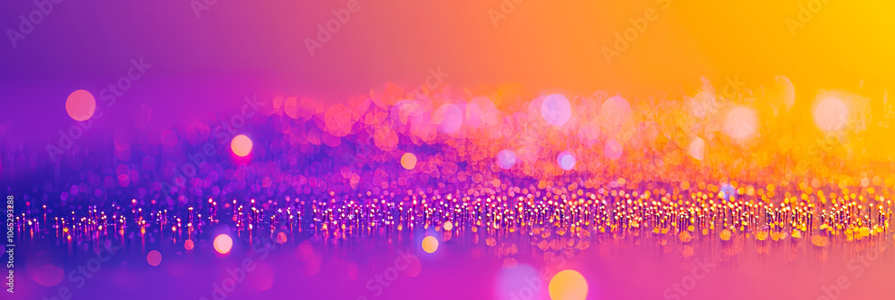 Poster soft purple and orange bokeh lights blend seamlessly together, evoking a sense of tranquility and wa