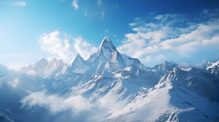 Obraz premium Majestic Snow-Capped Mountain Under Clear Blue Sky