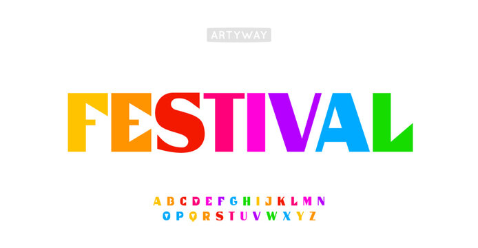 Colorful carnival alphabet, trendy edgy serif letters, playful bold geometric font for youthful branding, cheerful festive party font, joyful typography, modern identity design. Vector typeset
