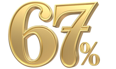 Obraz premium 67 Number Percent Gold 3D Render