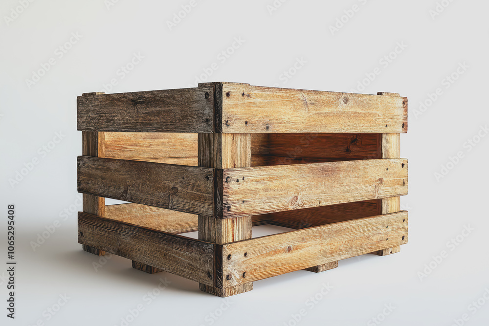 Poster rustic smooth pine storage crate side view