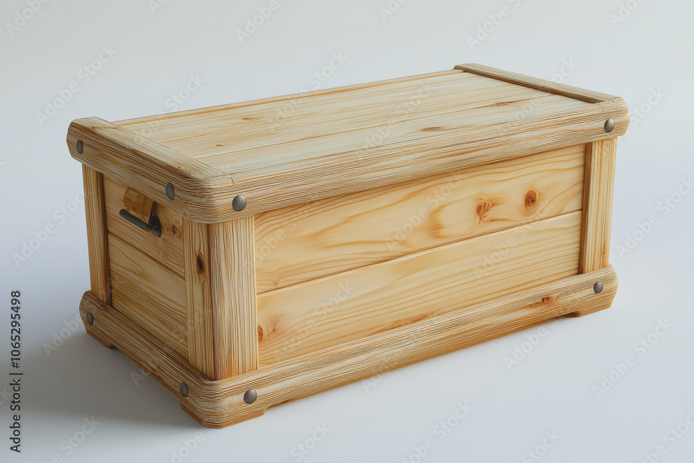 Poster smooth pine storage crate in side view