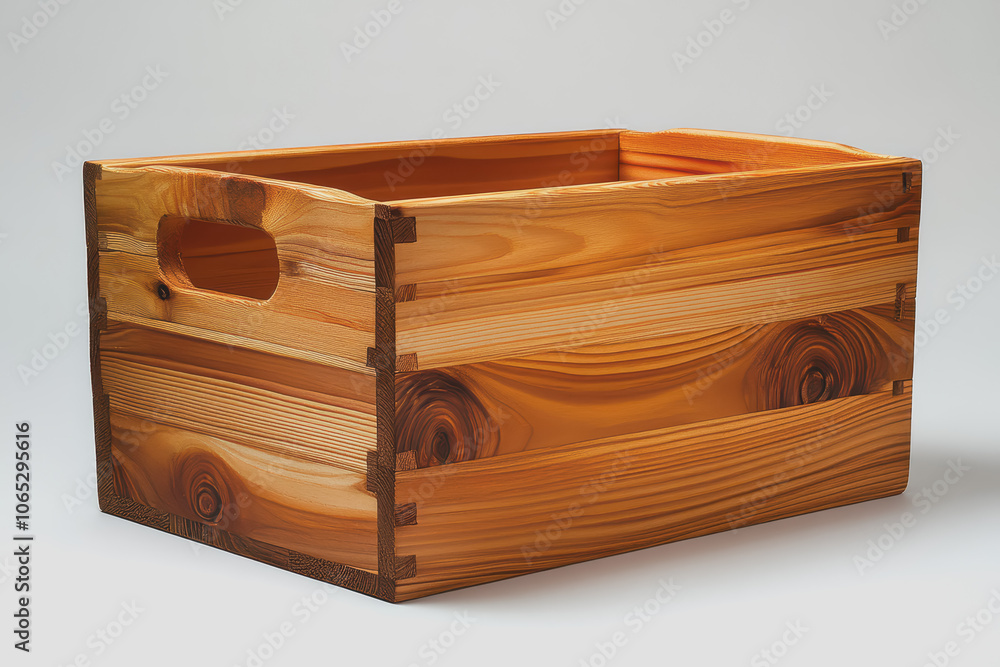 Poster smooth pine storage crate in side view