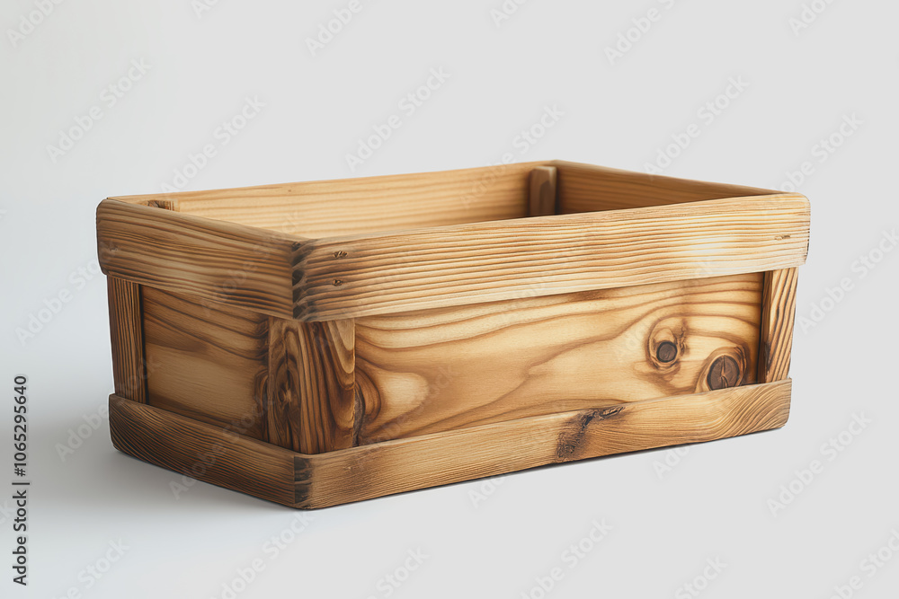 Poster smooth pine storage crate in side view
