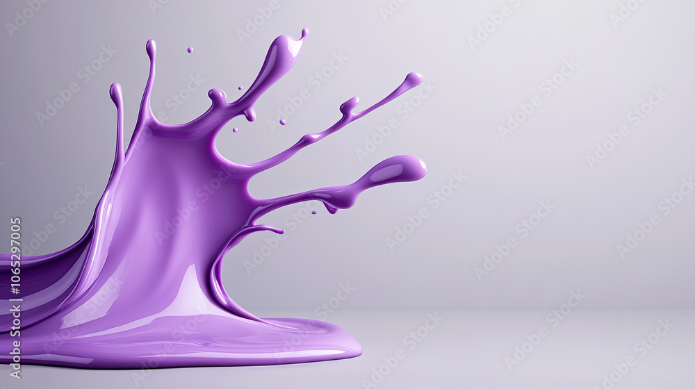 Poster captivating purple splash of paint flowing dynamically across surface, creating artistic and vibrant