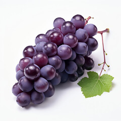Fototapeta premium Bunch of Dark Grapes with Green Leaf