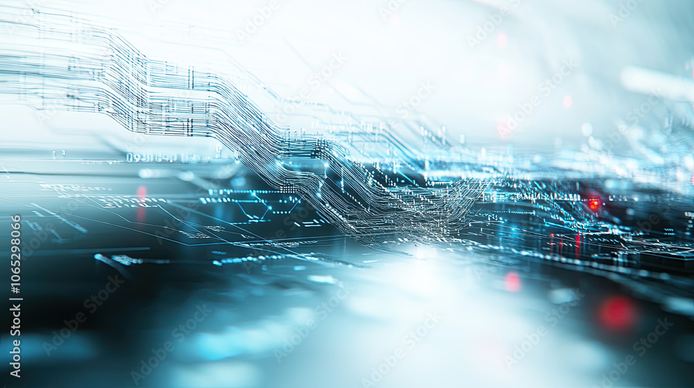 Poster futuristic digital abstract background with flowing lines and circuits, representing technology and 