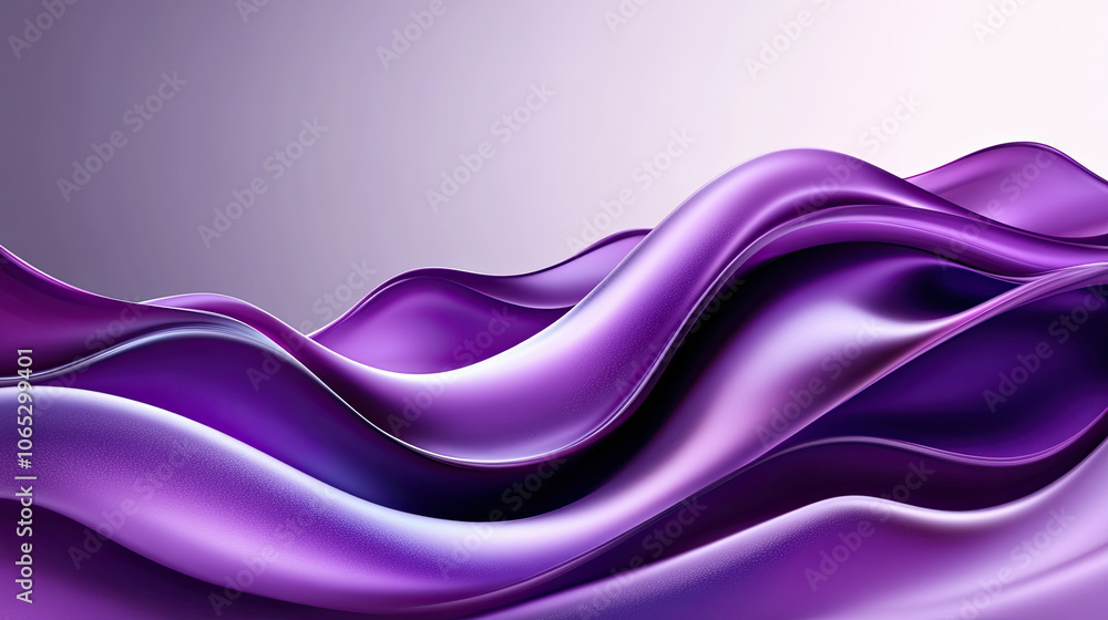 Poster vibrant purple waves create dynamic and fluid scene, showcasing smooth curves and sense of motion. r