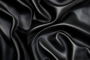 Obraz premium A close-up of smooth, black fabric with elegant folds and curves.