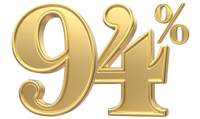 Obraz premium 94 Number Percent Gold 3D Render