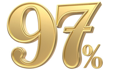 Obraz premium 97 Number Percent Gold 3D Render