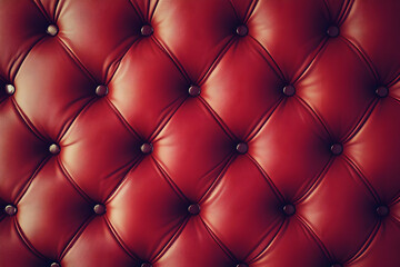 Close-up of a tufted red leather surface, showcasing texture and design.