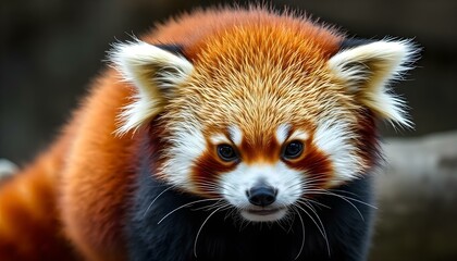 Portrait of a red panda emphasizing its soft fur and adorable expression