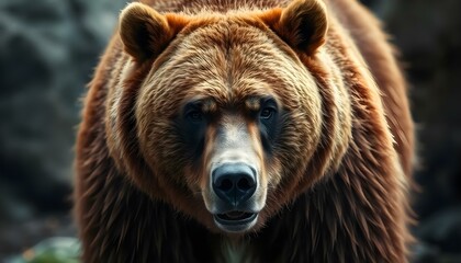 Close-up of a grizzly bear highlighting its thick fur coat and captivating gaze capturing natural beauty