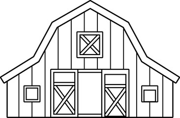 Farm barn outline vector. Isolated barn coloring drawing svg. © 素真 莊