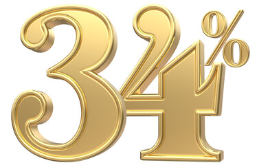 Obraz premium 34 Number Percent Gold 3D Render
