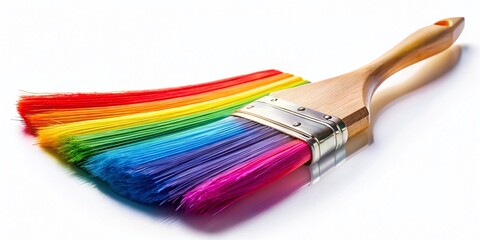 Fototapeta premium Colorful Art Paint Brush on Rainbow Background - Tilt-Shift Photography for Creative Expressions, Painting, and Watercolor Techniques