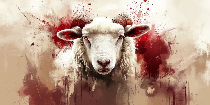 Sacrificed Lamb Depiction of Jesus with blood on doorpost, symbolizing his sacrifice for humanity and redemption through faith.
