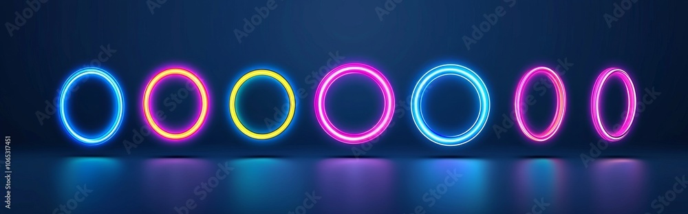 Poster lunar eclipse light ring. moon flare glow in space effect. full moon with neon planet edge shine at 