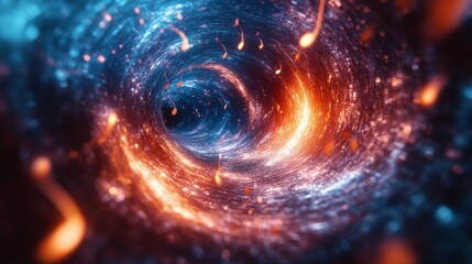 Obraz premium Abstract swirling tunnel with blue and orange lights