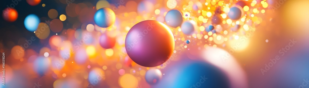 Aufkleber abstract background with colorful spheres and bokeh lights