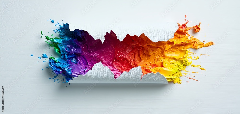 Poster Abstract splash of vibrant colors, creating a dynamic and artistic visual effect that symbolizes creativity and expression on a clean white background.