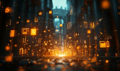 Fototapeta premium Stock chart with financial icons floating around it, showcasing market dynamics, 3D illustration