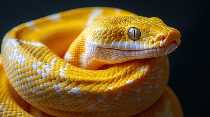 Fototapeta premium Vibrant Yellow Snake with Smooth Scales
