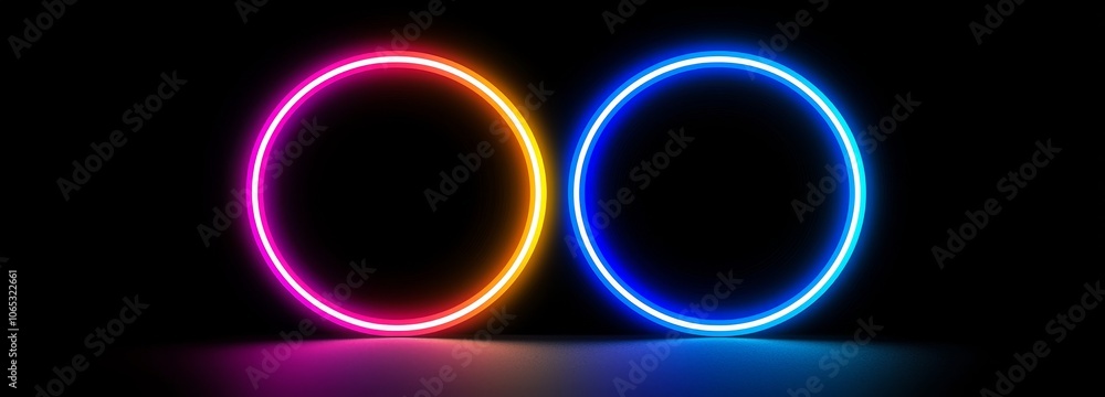 Poster digital ring frame with neon glitch effect. broken pixel and noise graphic border. minimal dynamic h