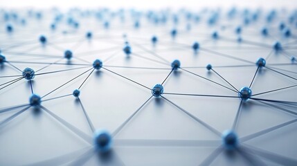 Digital 3D render of business graph wireframe blue geometric connections