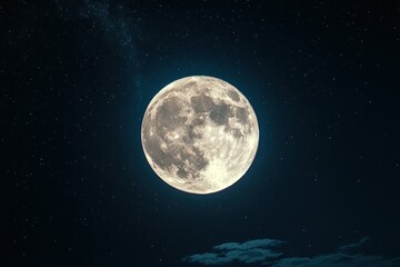 Fototapeta premium Bright Moon Shining in Starry Night Sky