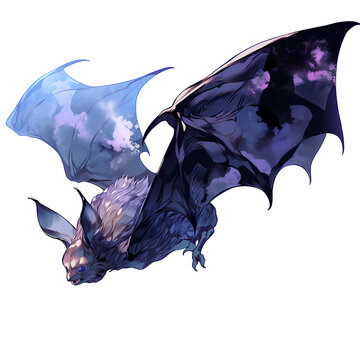 recommend clip art: AI Generative of flying bat illustration isolated on white background