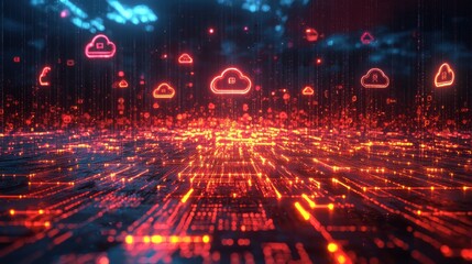 Obraz premium Modern Cloud Storage Concept with Multiple Connections