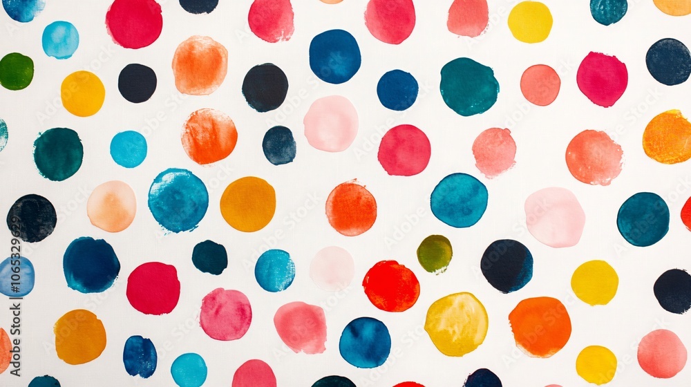 Poster colorful abstract pattern featuring assorted circular shapes in various hues on a light background, 