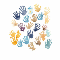 Fototapeta premium Colorful Handprints on White Background