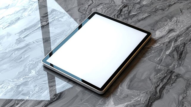 Realistic 3D Render of a Tablet on Marble Surface