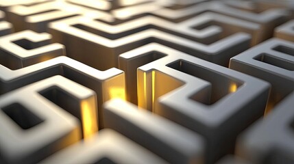 Abstract maze design with illuminated paths, creating a visually engaging composition.