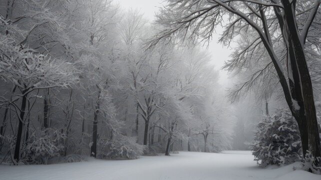 snow covered trees