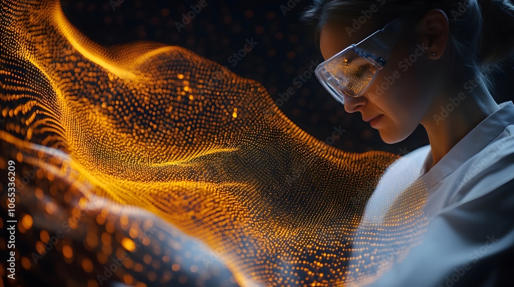 Poster Photography of a data scientist manipulating a 3D data model with 2D error rates and accuracy metrics overlayed, integrating machine learning with visual feedback, 4k resolution, Plain background
