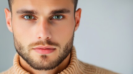 Obraz premium Confident Man with Engaging Eyes and Neat Appearance