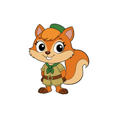 Fototapeta premium squirrel in cartoon style on white background 