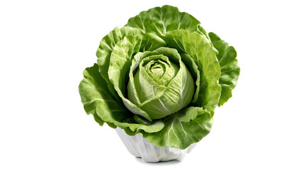 Fototapeta premium Fresh Lettuce Isolated on White Background for Culinary and Nutritional Use in Healthy Diets
