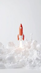 Arrow Rocket Launching Upward with Smoke Trail