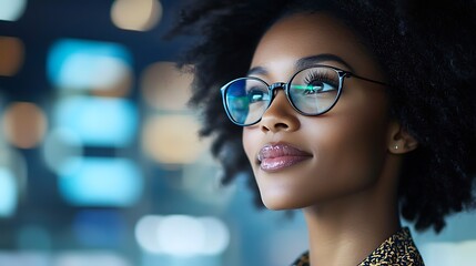 Businesswoman's Intense Gaze in Professional Setting