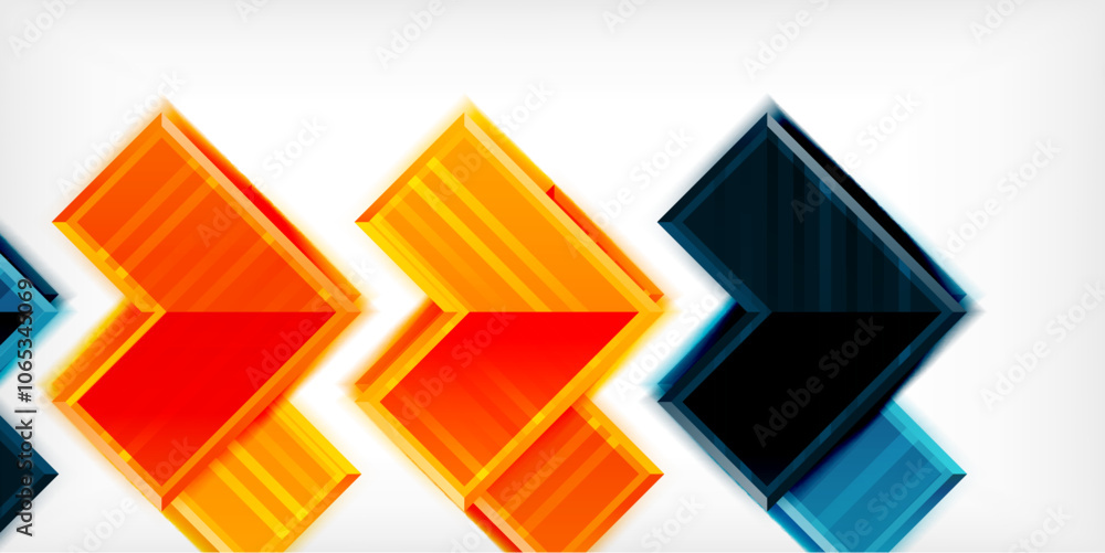 Poster Arrow symbols created with 3d effects and line texture geometric abstract background