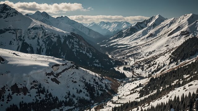 snow covered mountains