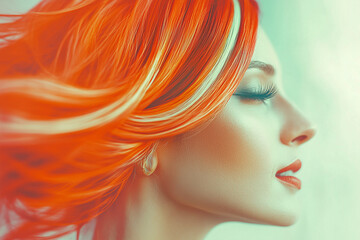 Naklejka premium A woman with a modern, freshly styled updo posing for magazine covers, showcasing a chic hairstyle perfect for beauty and hairdressing magazines