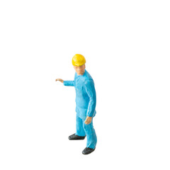 Miniature construction worker  isolate on white background with clipping path